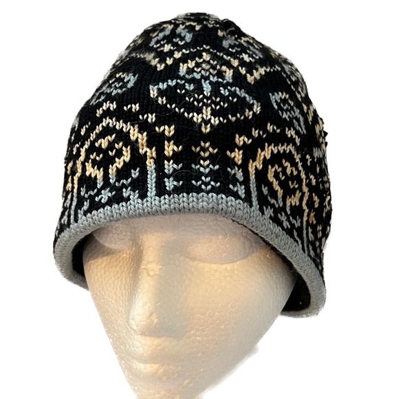 Merkley Beanie Toque Wool Knit Ski Hat Tassel Nordic Blue Made in Canada Vintage - Picture 4 of 10